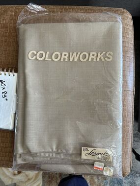 Vintage LEACOCK & COMPANY Gold/Tan Tablecloth OBLONG ~ Made In USA ~ 60 x 83
